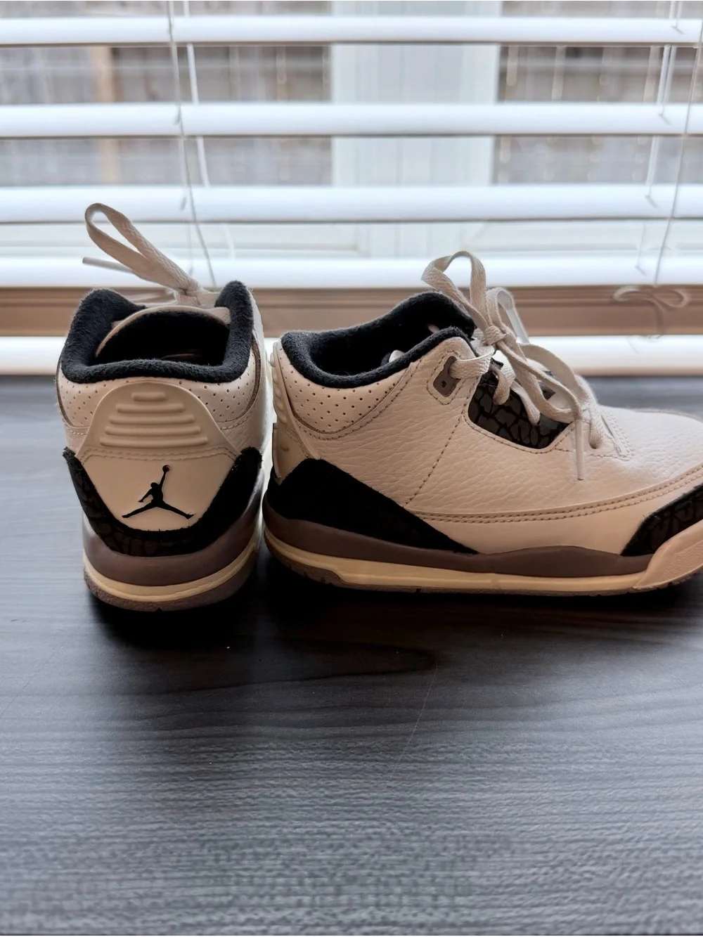 Jordan 3- White and Black Children’s Low-Top Leather Sneakers